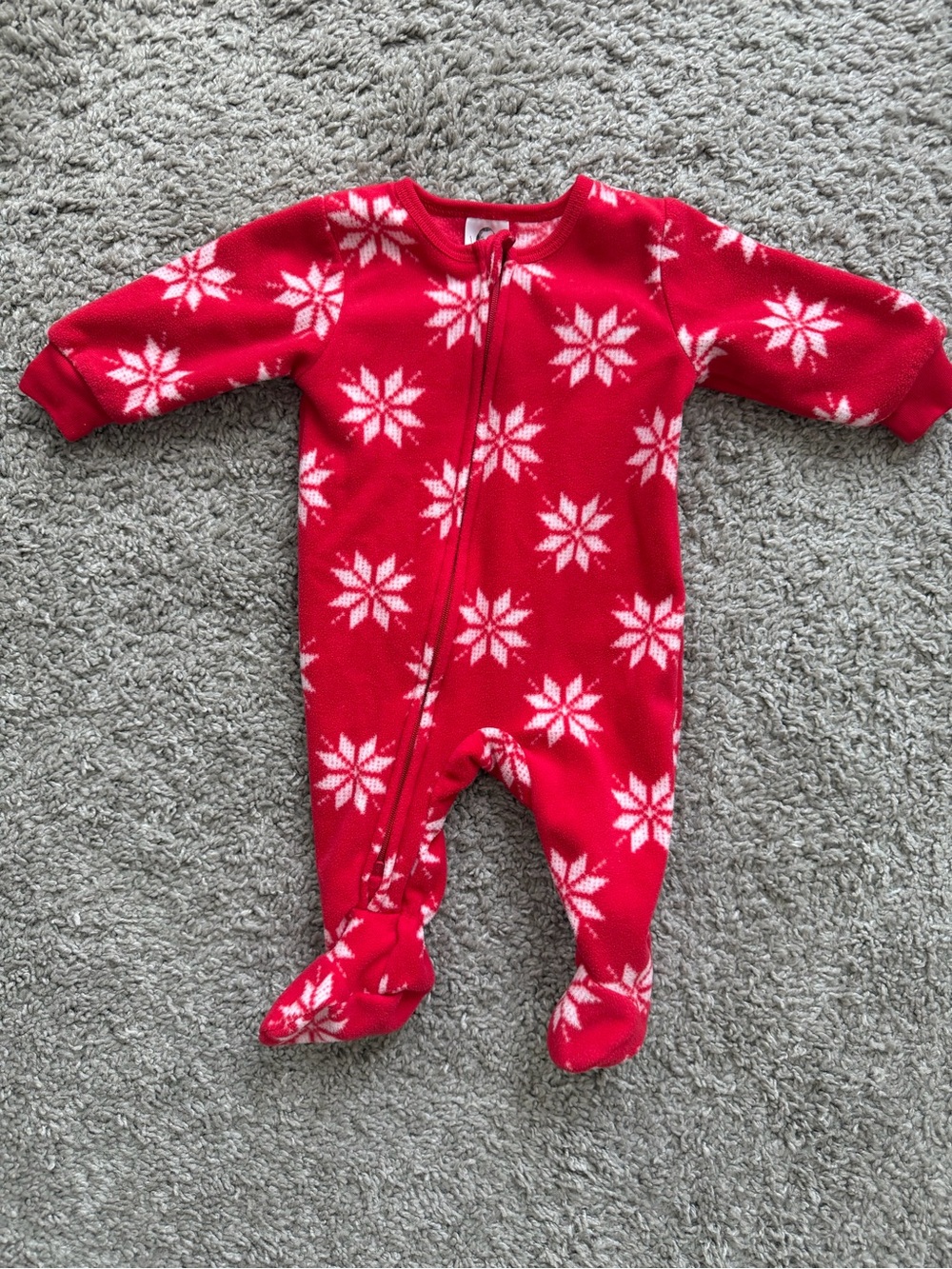Gerber Red and White Snowflake Fleece Footed One-Piece